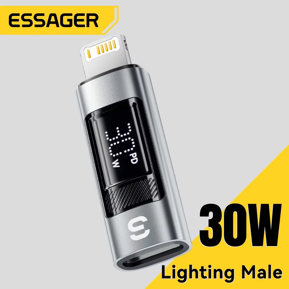Essager Type C to Lighting OTG Adapter Digital Display Fast Charging Type-C Female To Lightning Male Connector For iPhone